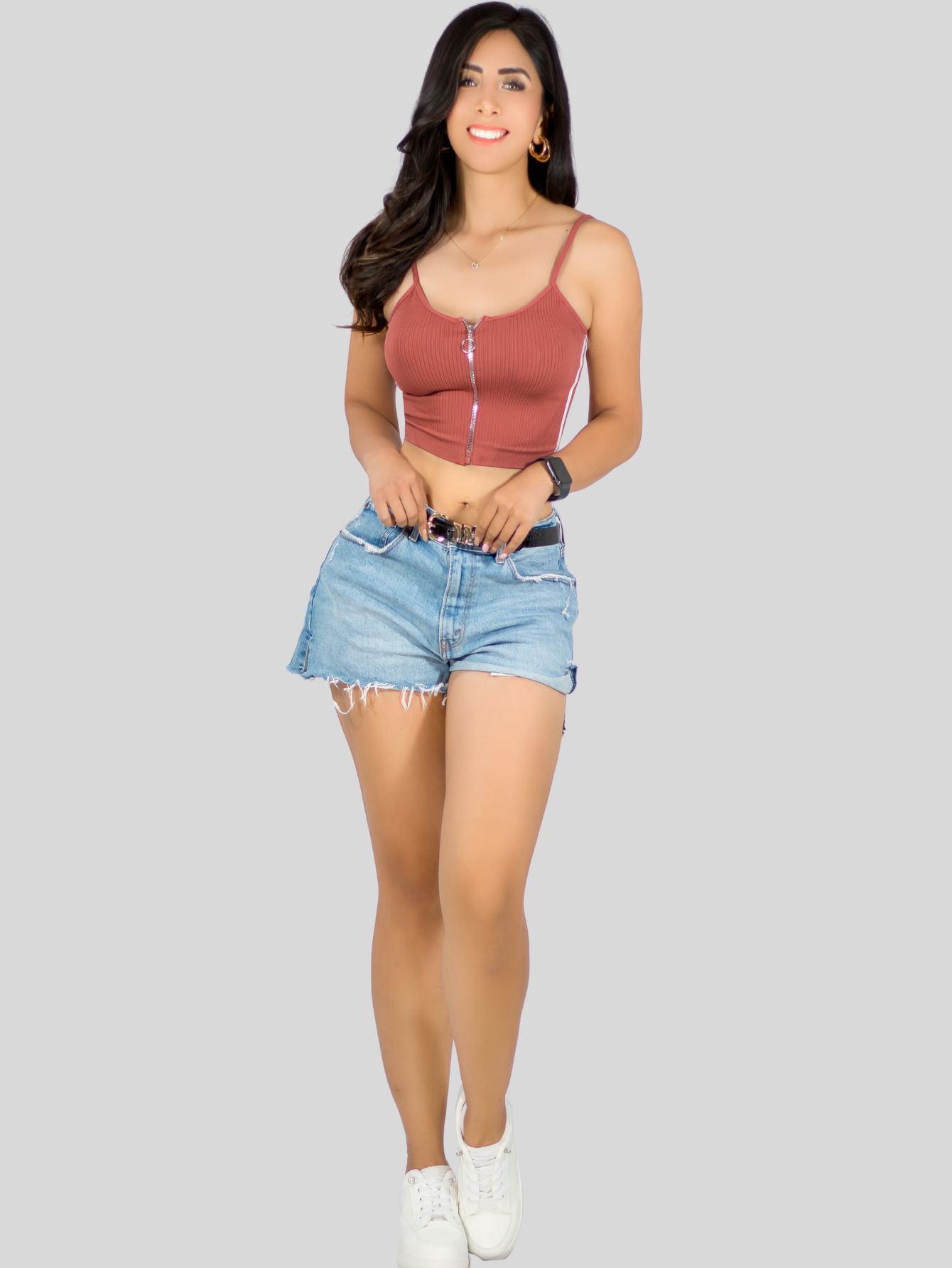 Foto 3 pulgar | Tops Mujer Deportivo O Casual Blusa Top-1022 Coral Croptop Tirantes