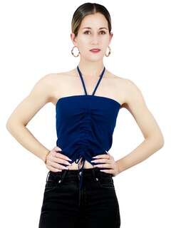 Foto 1 | Tops Mujer Deportivo O Casual Blusa Top-1016 Marino Croptop Tirantes