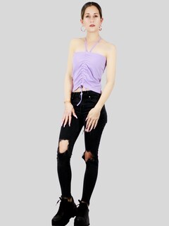 Foto 2 | Tops Mujer Deportivo O Casual Blusa Top-1016 Lila Croptop Tirantes