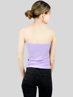 Foto 3 | Tops Mujer Deportivo O Casual Blusa Top-1016 Lila Croptop Tirantes