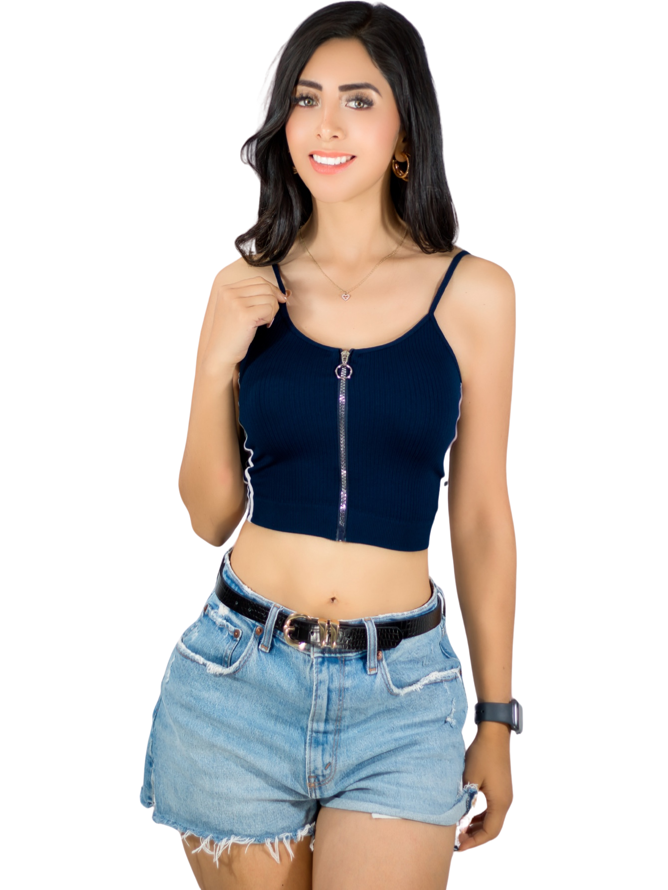 Tops Mujer Deportivo O Casual Blusa Top-1022 Marino Croptop Tirantes