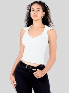 Foto 4 | Blusa Casual Mujer Moderna Tejido Acanalado Bl-1032 Crema Stretch