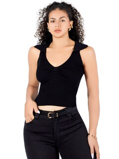 Foto 1 | Blusa Casual Mujer Moderna Tejido Acanalado Bl-1032 Negro Stretch