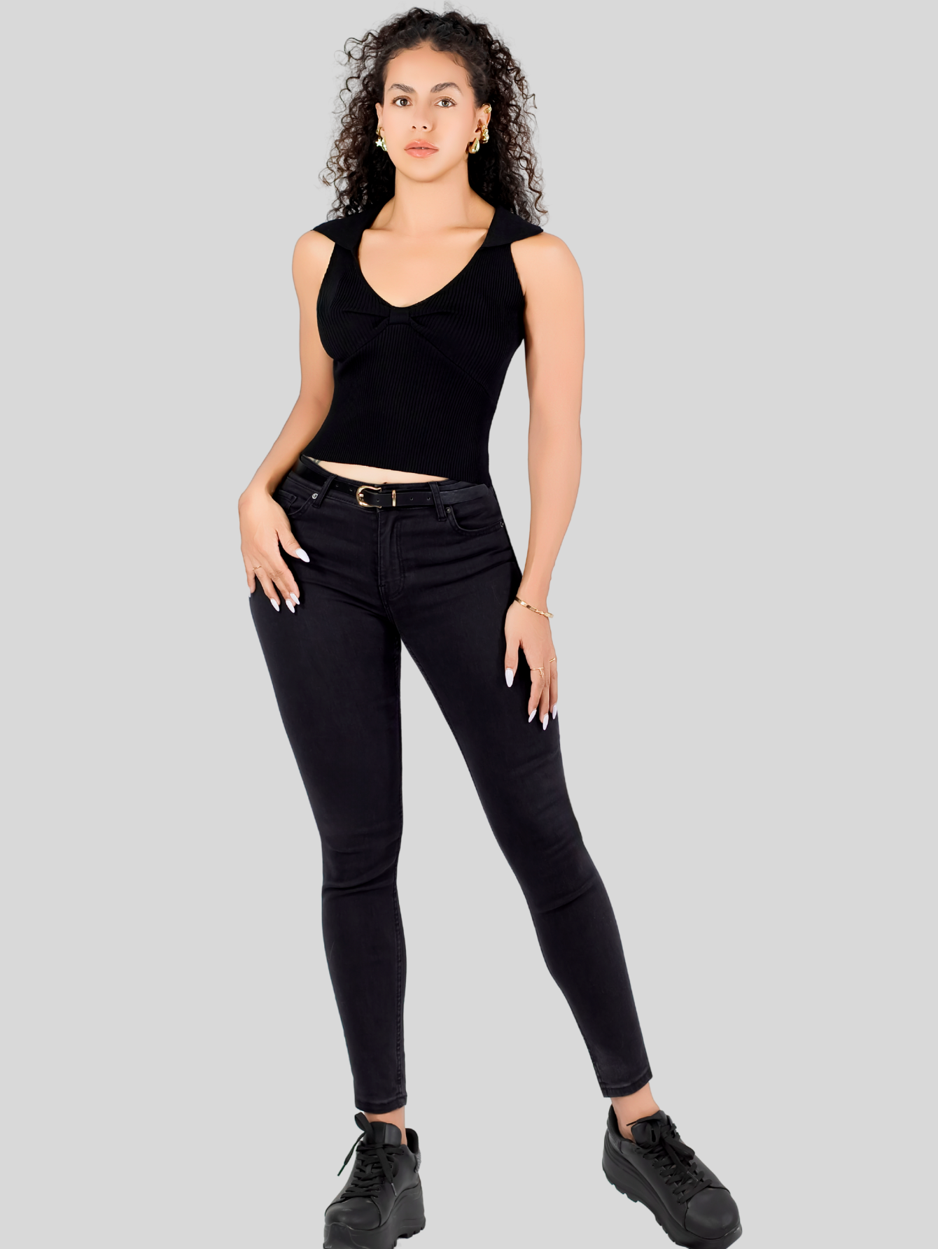 Foto 3 pulgar | Blusa Casual Mujer Moderna Tejido Acanalado Bl-1032 Negro Stretch