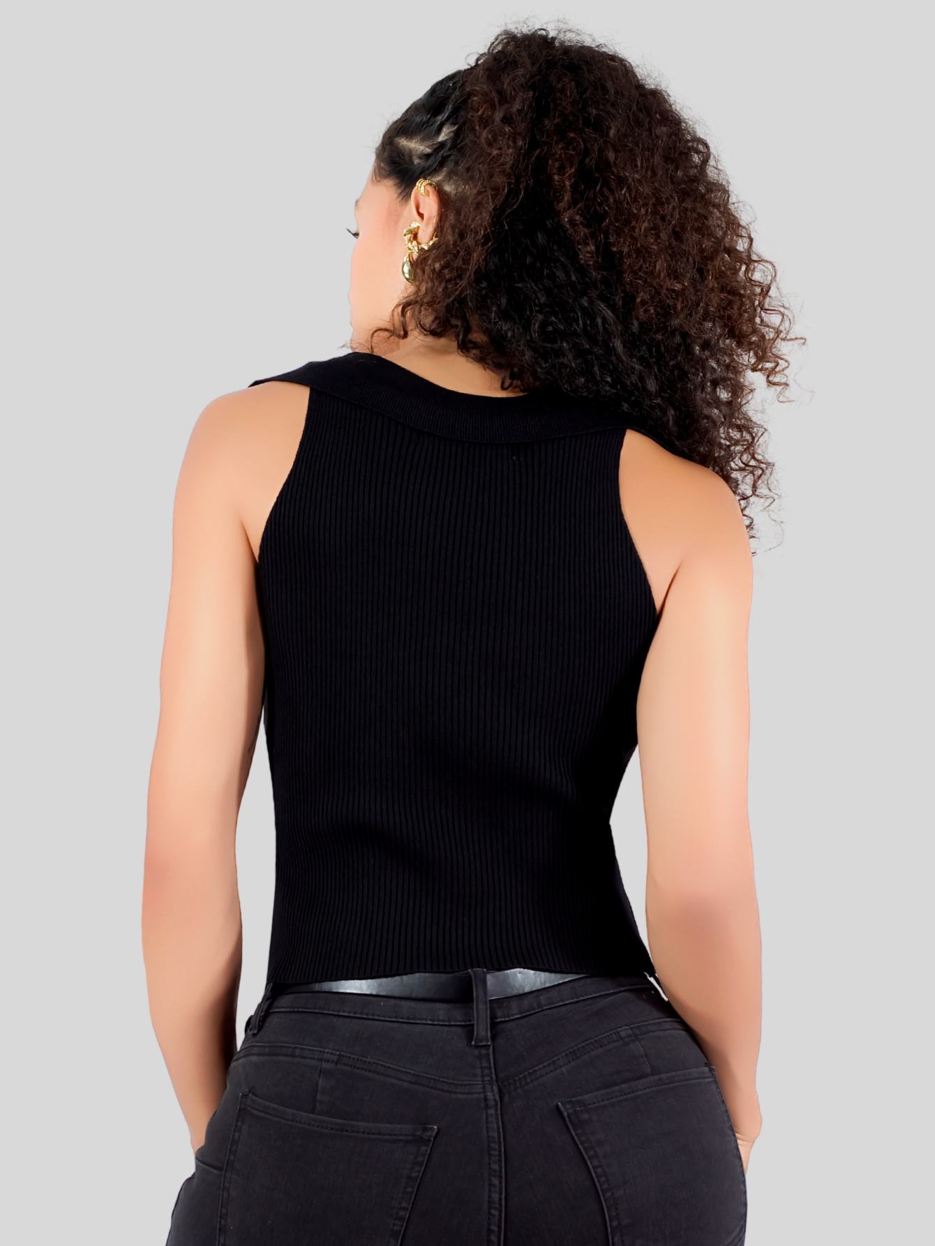 Foto 4 pulgar | Blusa Casual Mujer Moderna Tejido Acanalado Bl-1032 Negro Stretch