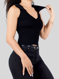 Foto 5 | Blusa Casual Mujer Moderna Tejido Acanalado Bl-1032 Negro Stretch