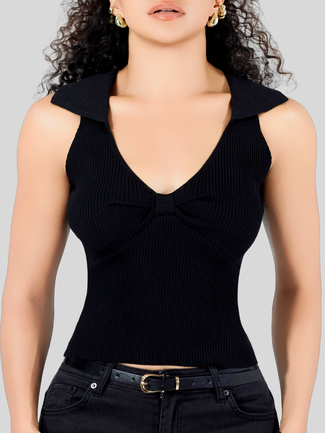 Foto 7 pulgar | Blusa Casual Mujer Moderna Tejido Acanalado Bl-1032 Negro Stretch