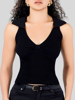 Foto 6 | Blusa Casual Mujer Moderna Tejido Acanalado Bl-1032 Negro Stretch