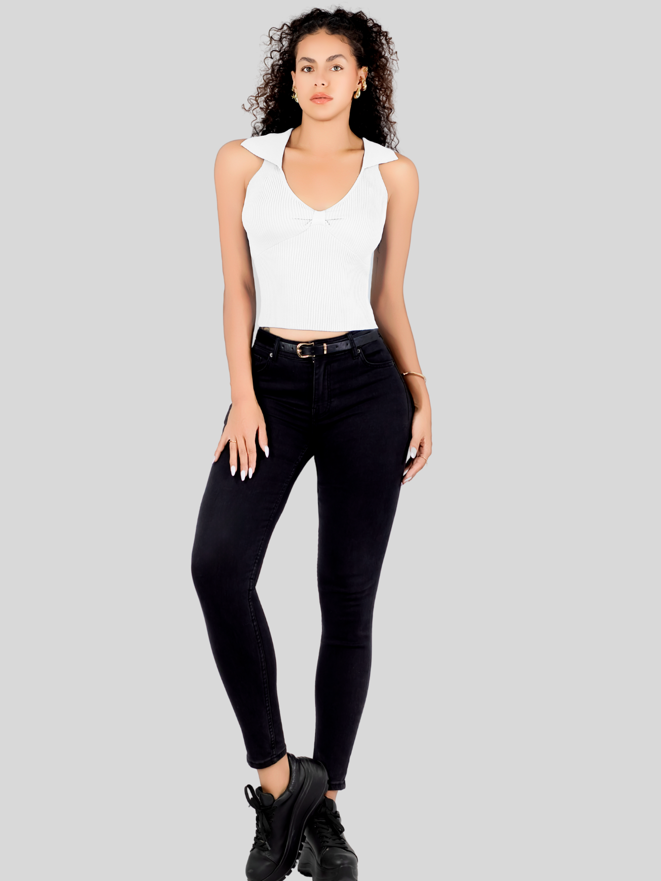 Foto 3 pulgar | Blusa Casual Mujer Moderna Tejido Acanalado Bl-1032 Blanco Stretch