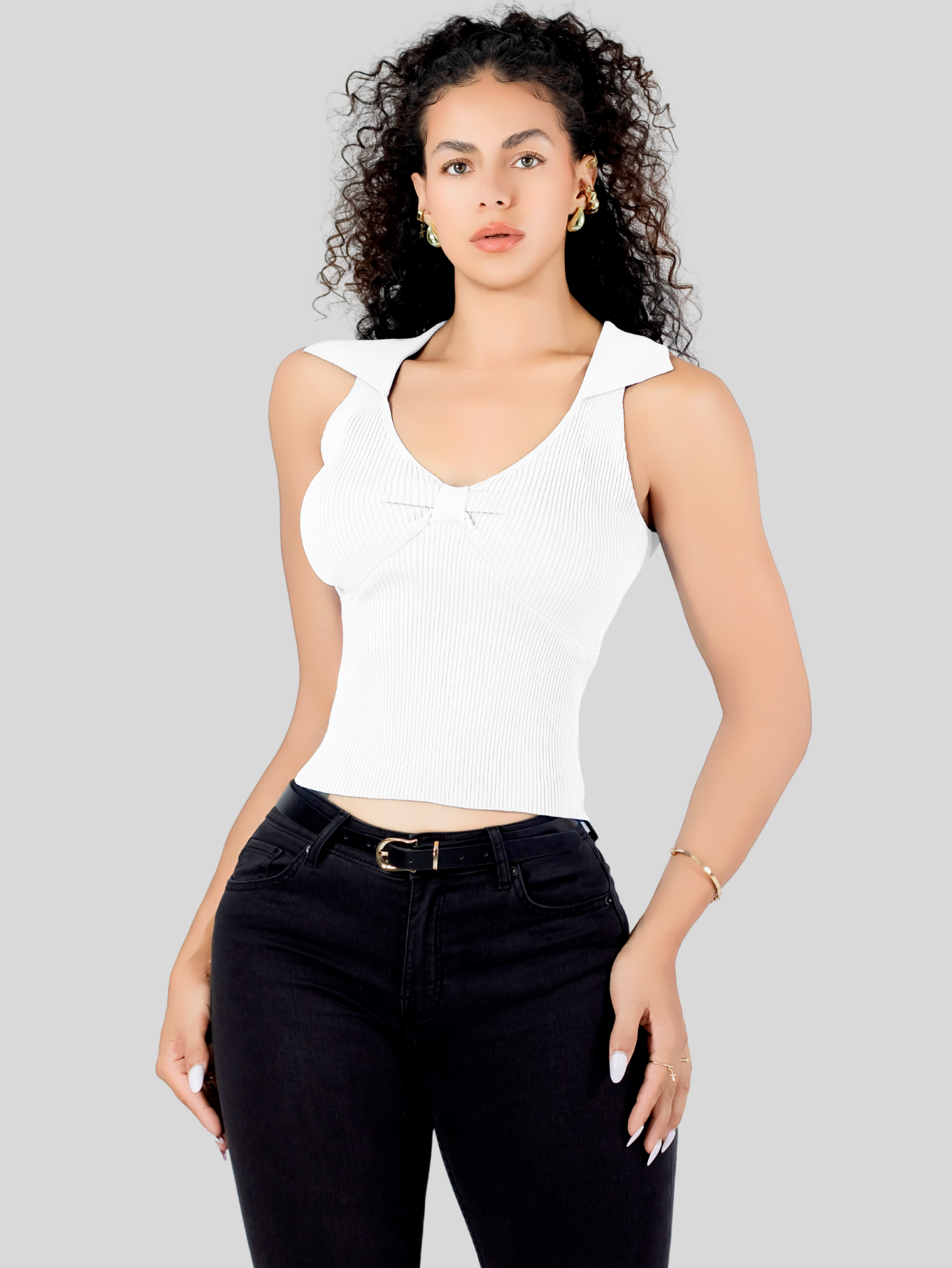 Foto 5 pulgar | Blusa Casual Mujer Moderna Tejido Acanalado Bl-1032 Blanco Stretch