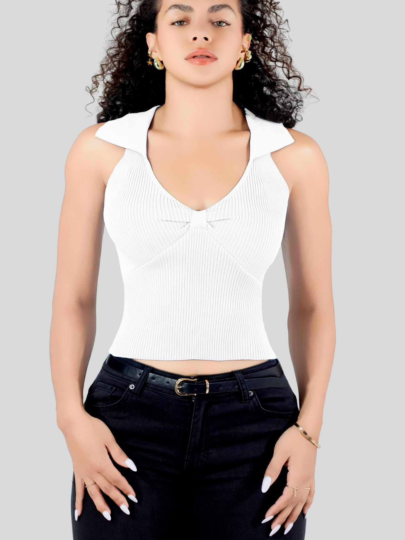 Foto 7 pulgar | Blusa Casual Mujer Moderna Tejido Acanalado Bl-1032 Blanco Stretch