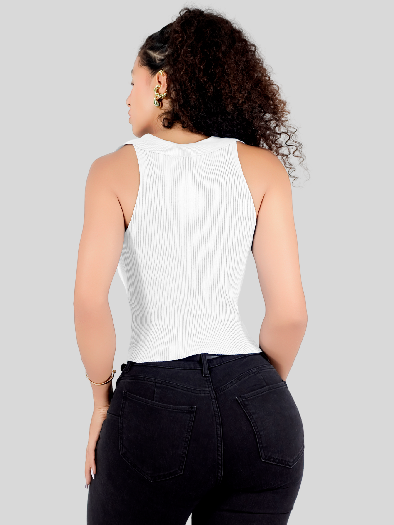 Foto 4 pulgar | Blusa Casual Mujer Moderna Tejido Acanalado Bl-1032 Blanco Stretch