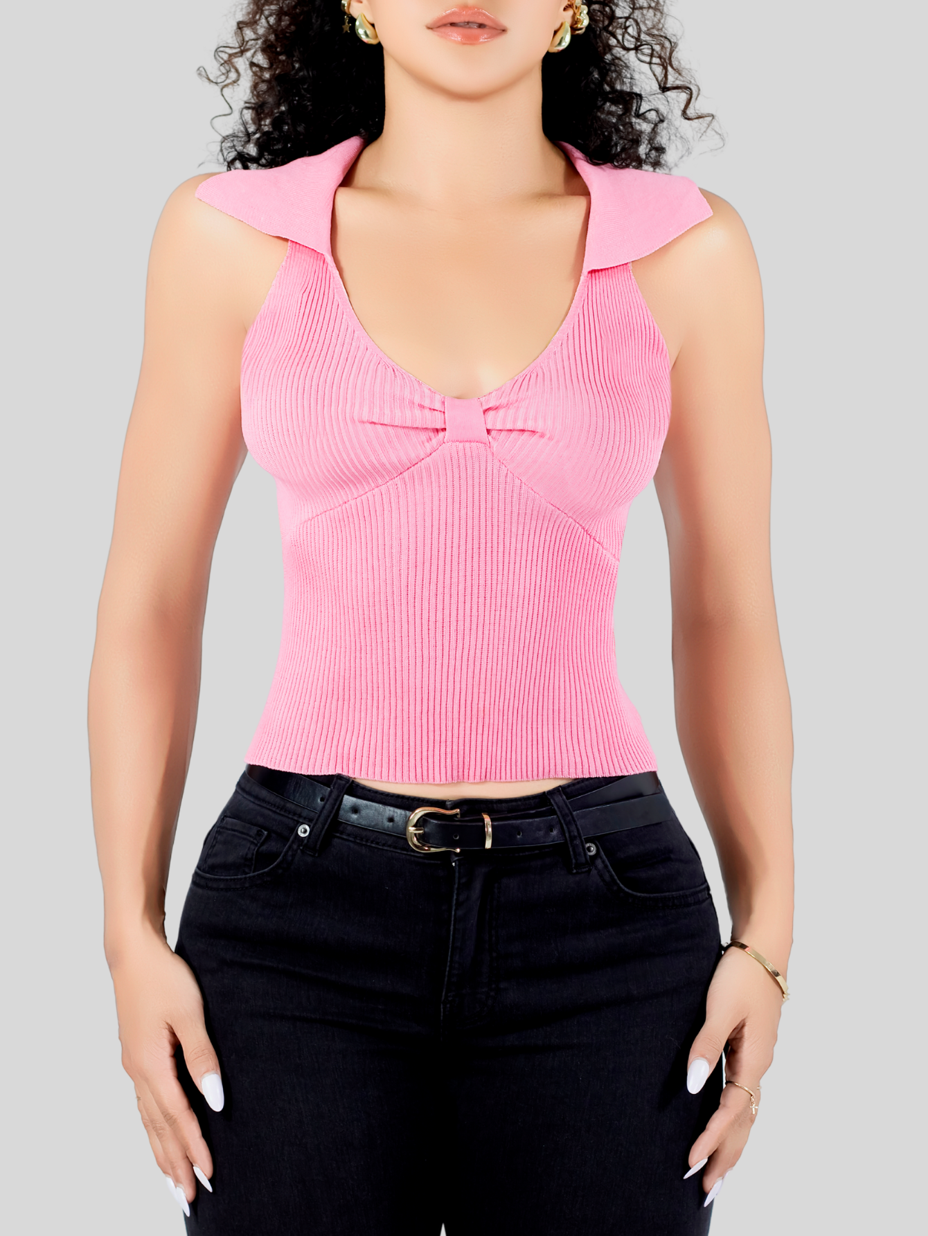 Foto 7 pulgar | Blusa Casual Mujer Moderna Tejido Acanalado Bl-1032 Fucsia Stretch