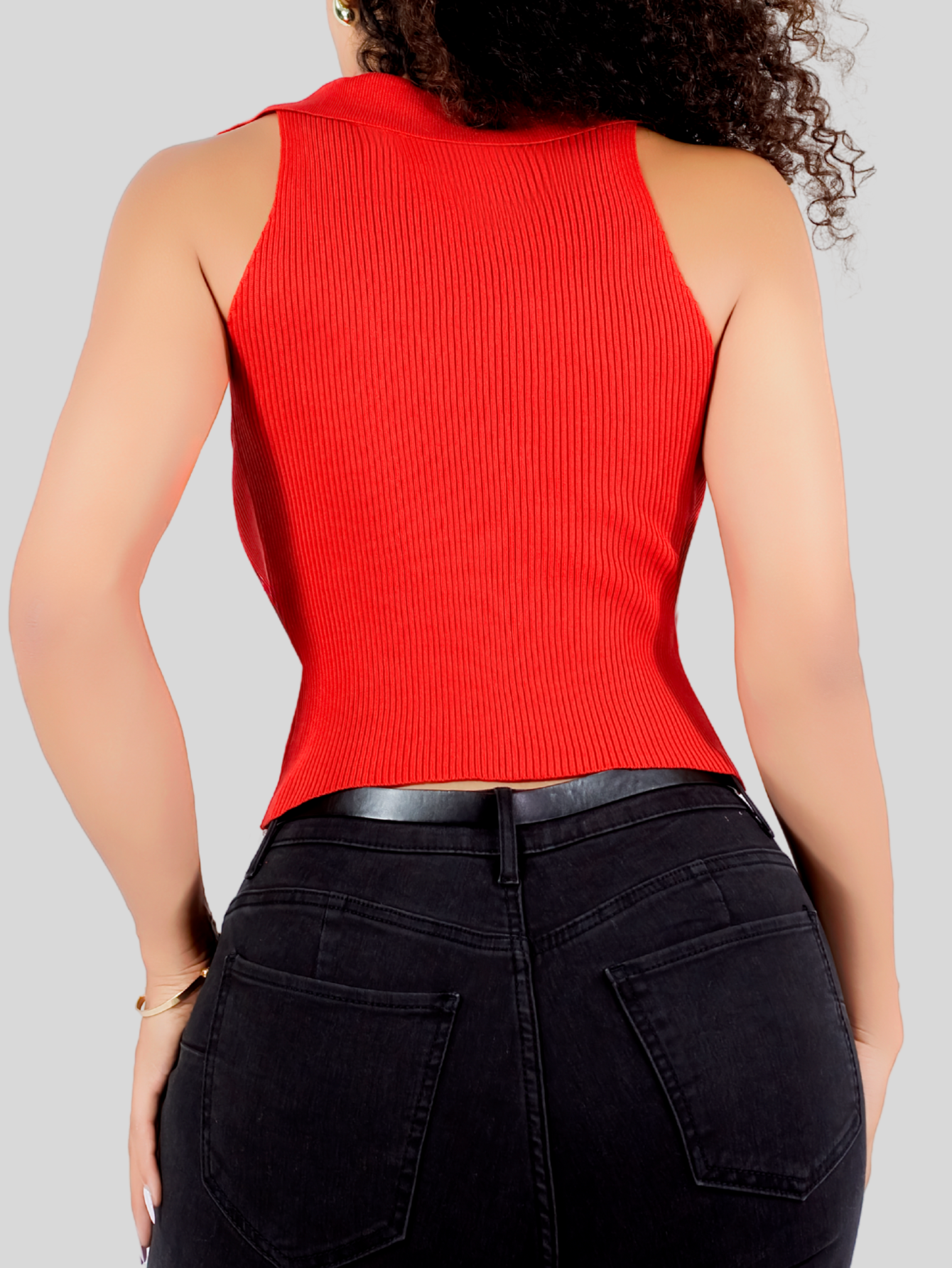Foto 3 | Blusa Casual Mujer Moderna Tejido Acanalado Bl-1032 Rojo Stretch