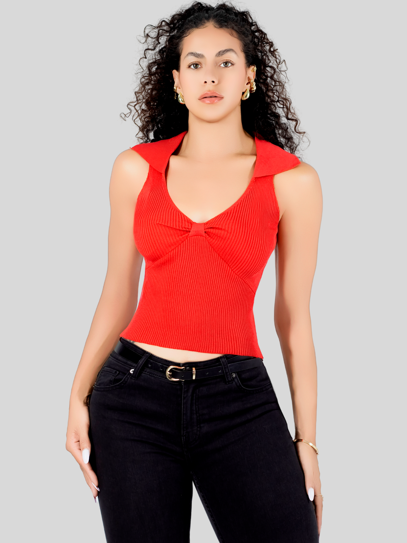 Foto 5 pulgar | Blusa Casual Mujer Moderna Tejido Acanalado Bl-1032 Rojo Stretch