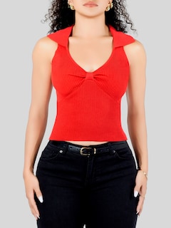 Foto 6 | Blusa Casual Mujer Moderna Tejido Acanalado Bl-1032 Rojo Stretch