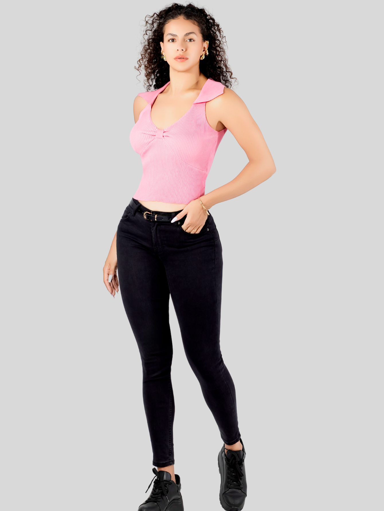Foto 3 pulgar | Blusa Casual Mujer Moderna Tejido Acanalado Bl-1032 Fucsia Stretch