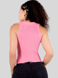 Foto 3 | Blusa Casual Mujer Moderna Tejido Acanalado Bl-1032 Fucsia Stretch