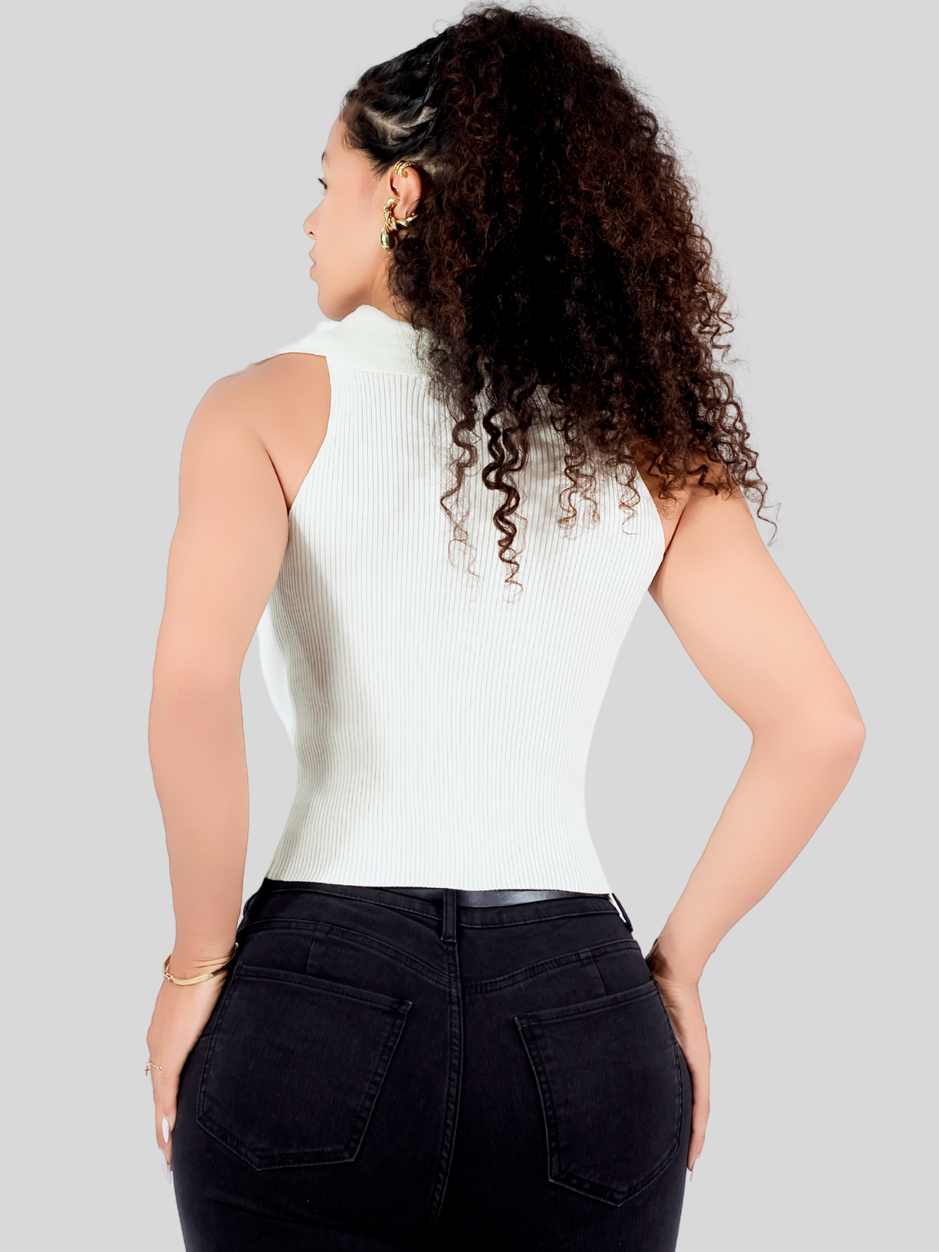 Foto 4 pulgar | Blusa Casual Mujer Moderna Tejido Acanalado Bl-1032 Crema Stretch