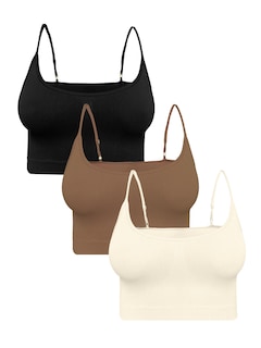Foto 1 | Set De 3 Crop Top De Mujer Top-07-px3 Negro, Cafe Y Blanco Deportivo O Casual