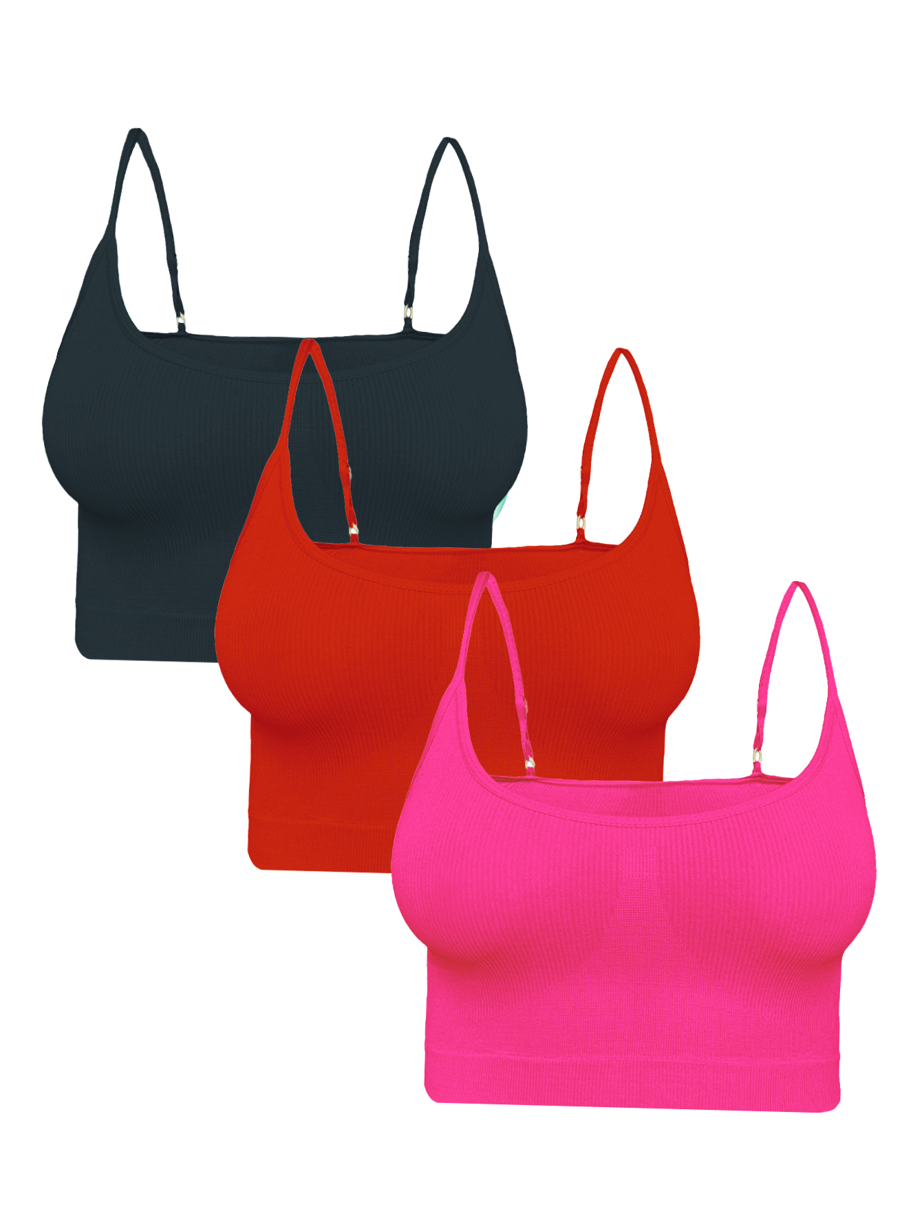 Foto 2 pulgar | Set De 3 Crop Top De Mujer Top-07-px3 Gris, Rojo Y Rosa  Deportivo O Casual