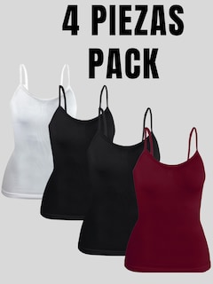 Foto 5 | Set 4 Blusas Mujer Tirantes Casual Blusa Bl-1005-px4 Variedad De Colores Crop Top Dama