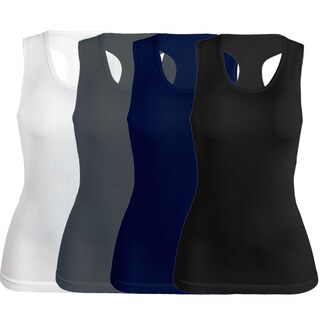 Foto 1 | Pack De 4 Blusas De Tirante Unitalla Microfibra Fresca Basicos De Mujer Croptop Dama Bl-1007 Surtido En Color Ajustables