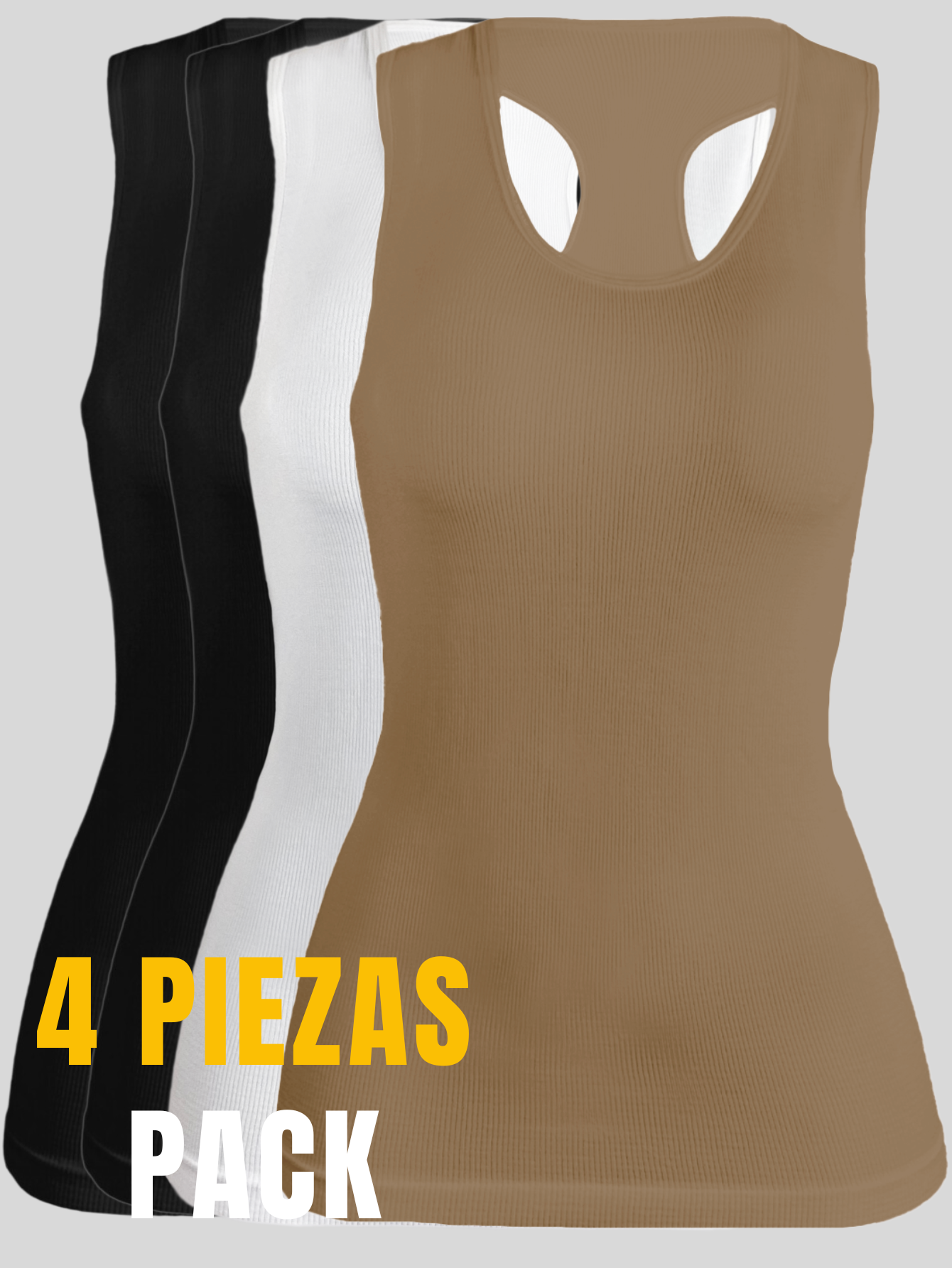 Foto 6 pulgar | Pack De 4 Blusas De Tirante Unitalla Microfibra Fresca Basicos De Mujer Croptop Dama Bl-1007 Surtido En Color Ajustables