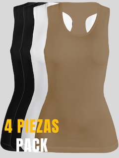 Foto 5 | Pack De 4 Blusas De Tirante Unitalla Microfibra Fresca Basicos De Mujer Croptop Dama Bl-1007 Surtido En Color Ajustables