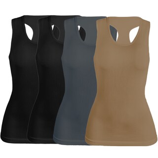 Foto 1 | Pack De 4 Blusas De Tirante Unitalla Microfibra Fresca Basicos De Mujer Croptop Dama Bl-1007 Surtido En Color Ajustables