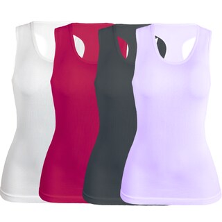 Foto 1 | Pack De 4 Blusas De Tirante Unitalla Microfibra Fresca Basicos De Mujer Croptop Dama Bl-1007 Surtido En Color Ajustables