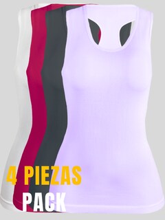 Foto 6 | Pack De 4 Blusas De Tirante Unitalla Microfibra Fresca Basicos De Mujer Croptop Dama Bl-1007 Surtido En Color Ajustables