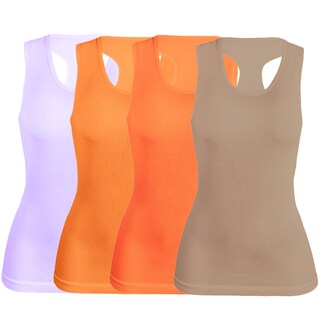 Foto 1 | Pack De 4 Blusas De Tirante Unitalla Microfibra Fresca Basicos De Mujer Croptop Dama Bl-1007 Surtido En Color Ajustables