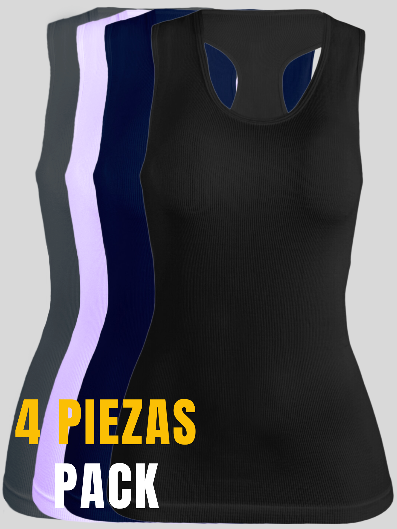 Foto 7 pulgar | Pack De 4 Blusas De Tirante Unitalla Microfibra Fresca Basicos De Mujer Croptop Dama Bl-1007 Surtido En Color Ajustables