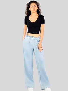 Foto 2 | Playera Mujer Casual Crop Top Stretch Bl-1031 Negro Cómoda Blusa Corta
