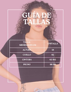 Foto 7 | Playera Mujer Casual Crop Top Stretch Bl-1031 Negro Cómoda Blusa Corta