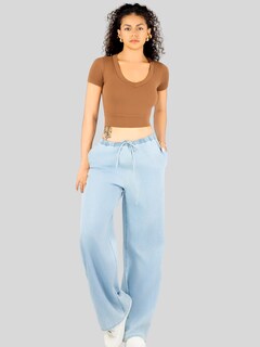 Foto 2 | Playera Mujer Casual Crop Top Stretch Bl-1031 Cafe Oscuro Cómoda Blusa Corta