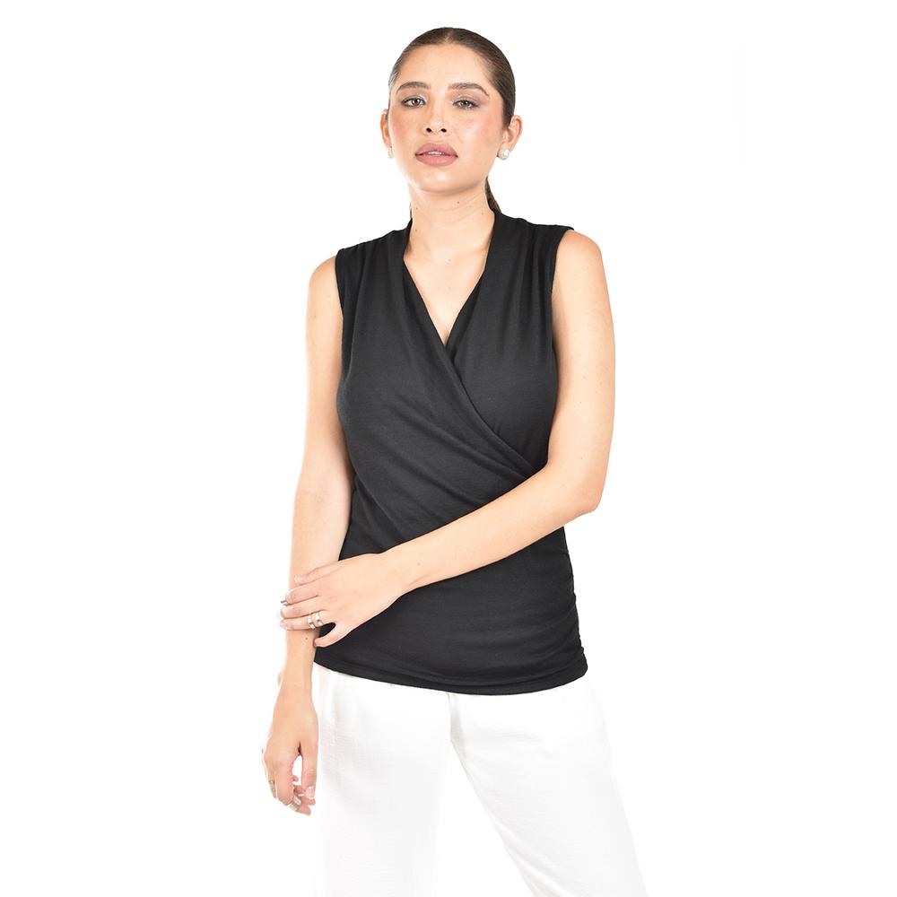 Foto 2 pulgar | Blusa Escote Cruzado Roman Fashion /juvenil, 10284 (negro) Multicolor