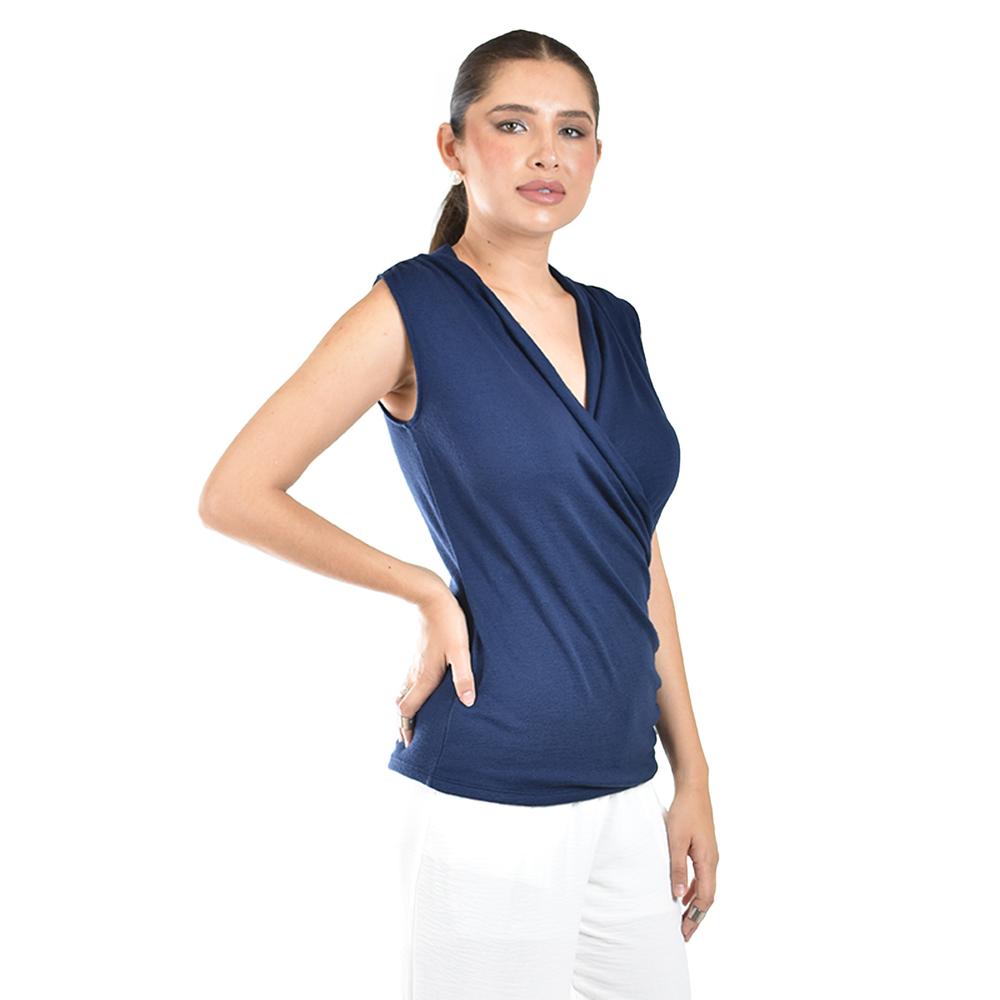 Foto 3 pulgar | Blusa Escote Cruzado Roman Fashion /juvenil, 10284 (marino) Azul Marino