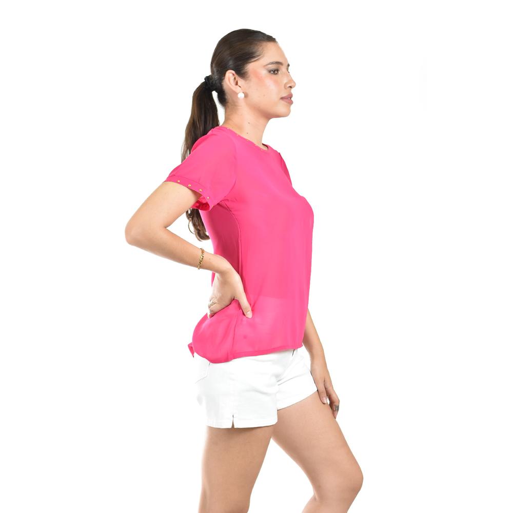 Foto 2 | Blusa Ligera Con Detalles Metalicos Roman Fashion /juvenil, 8031 (fiusha) Multicolor