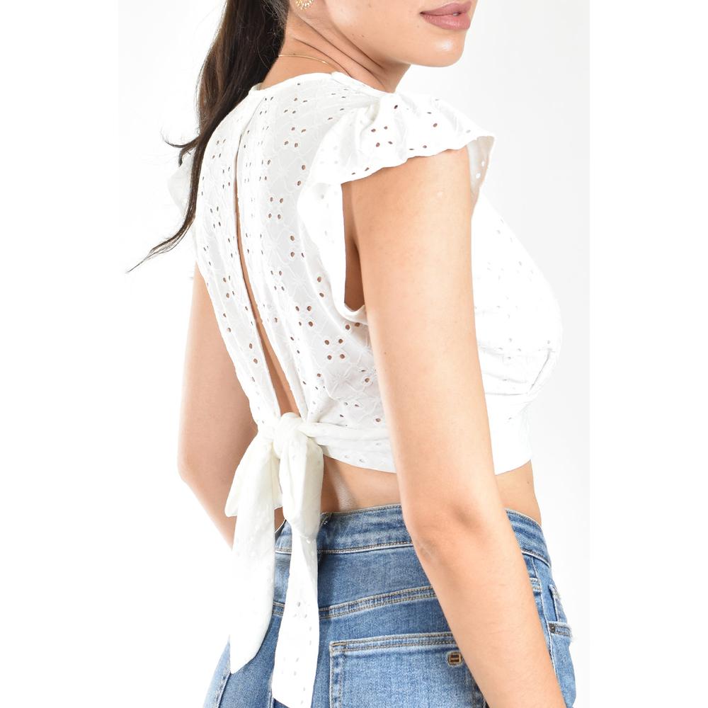 Foto 5 pulgar | Crop Top Bordado Sin Manga Roman Fashion /juvenil, 0315 (blanco) Blanco