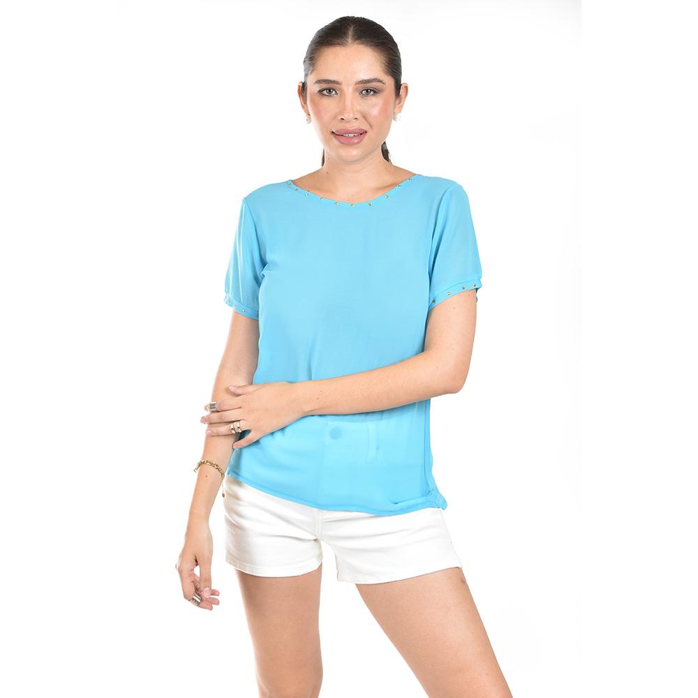 Foto 2 pulgar | Blusa Ligera Con Detalles Metalicos Roman Fashion /juvenil, 8031 (azul Claro) Azul