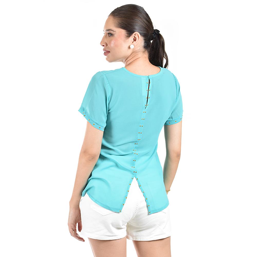 Foto 4 pulgar | Blusa Ligera Con Detalles Metalicos Roman Fashion /juvenil, 8031 (menta) Verde Claro