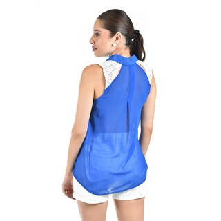 Foto 3 | Blusa Con Detalle De Encaje Roman Fashion /juvenil, 8040 (azul Rey) Azul