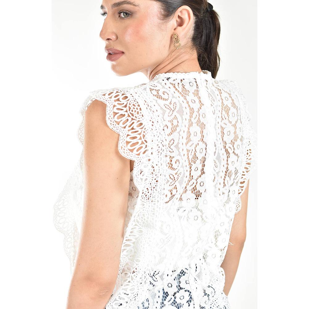 Foto 4 | Blusa De Encaje /juvenil, 10757 (blanco) Blanco