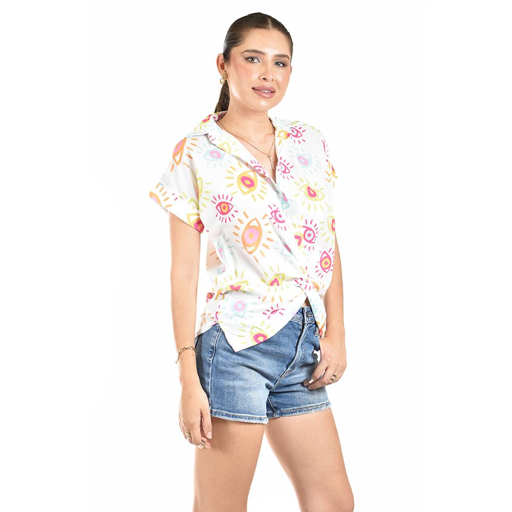 Foto 2 | Blusa Juvenil Con Nudo Roman Fashion, 1965 (blanco) Blanco