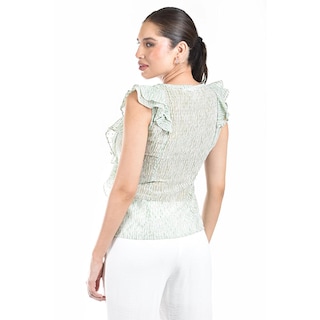 Foto 3 | Blusa De Chifon Con Olanes Roman Fashion /juvenil, 2669 (pistache) Verde Claro