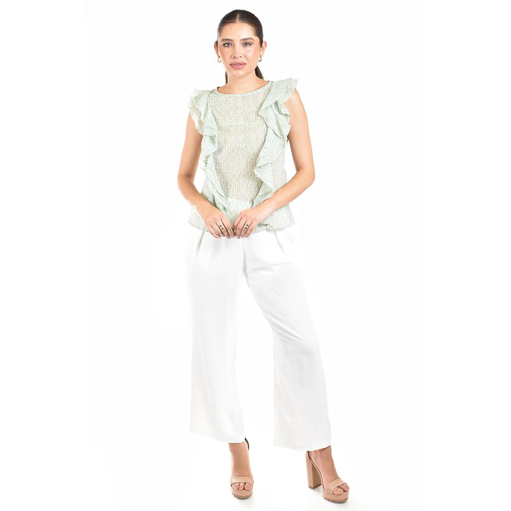 Foto 4 | Blusa De Chifon Con Olanes Roman Fashion /juvenil, 2669 (pistache) Verde Claro
