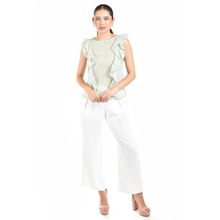 Foto 4 | Blusa De Chifon Con Olanes Roman Fashion /juvenil, 2669 (pistache) Verde Claro