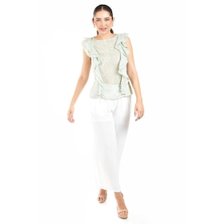 Foto 5 | Blusa De Chifon Con Olanes Roman Fashion /juvenil, 2669 (pistache) Verde Claro